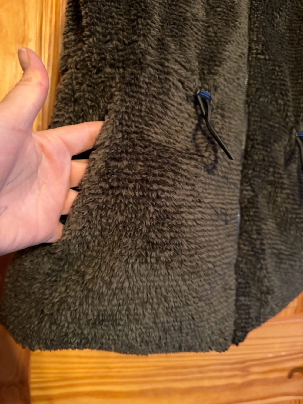 Democracy Cozy Plush Full Zip Vest in Dark Olive - Picture 5 of 8
